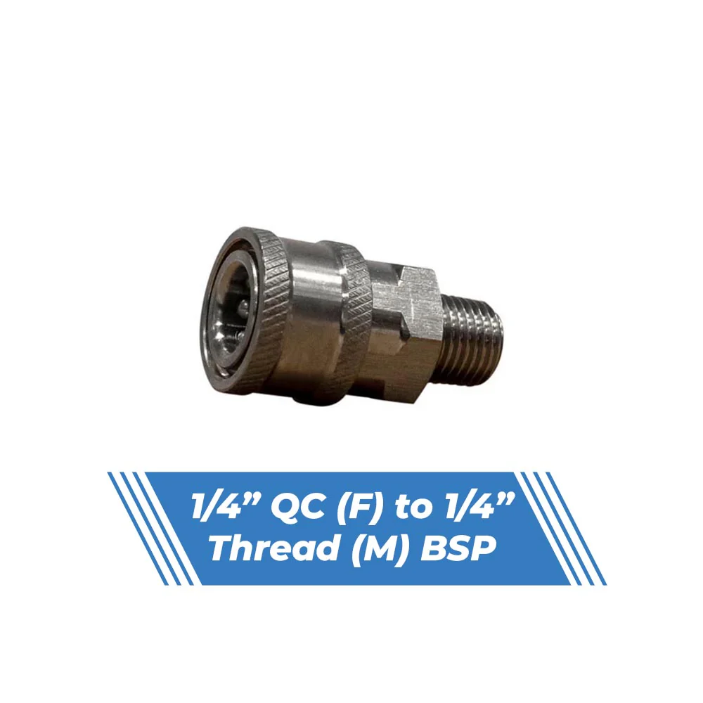 Aquatouch Pressure Washer Adaptors | 1/4” QC (F) to 1/4” Thread (M) - Image 3
