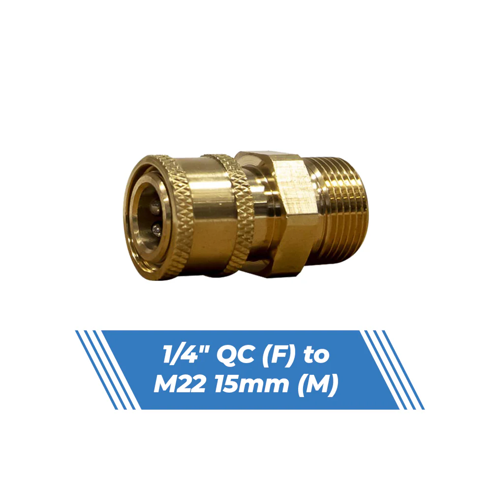 Aquatouch Pressure Washer Adaptors | 1/4" QC (F) - M22 (M) - Image 3