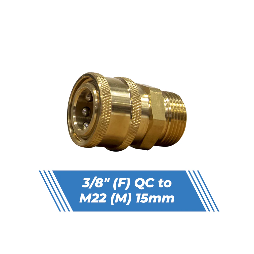 Aquatouch Pressure Washer Adaptors | 3/8" QC (F) to M22 (M) - Image 3