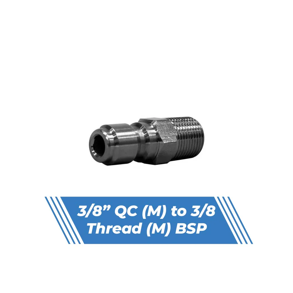 Aquatouch Pressure Washer Adaptors | 3/8” QC (M) to 3/8 Thread (M) - Image 3