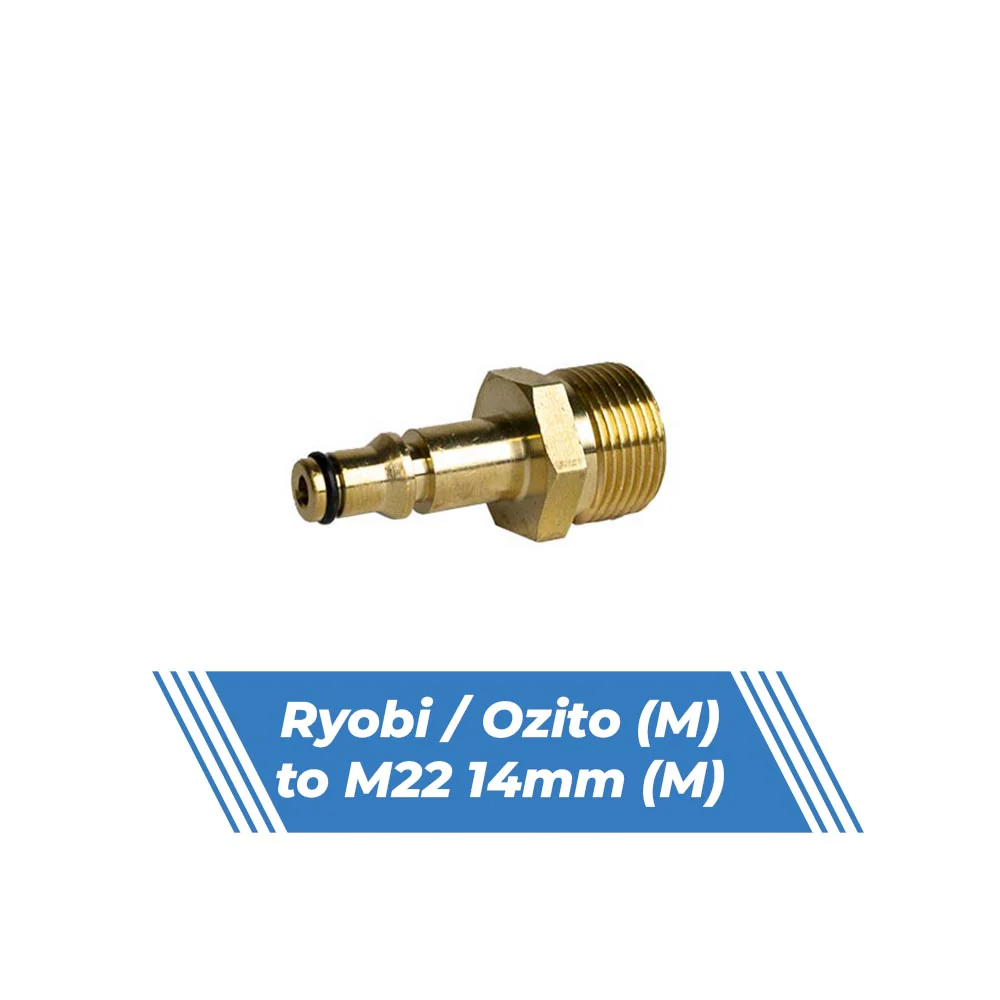 Aquatouch Pressure Washer Adaptors | Ryobi / Ozito (M) to M22 14mm (M)